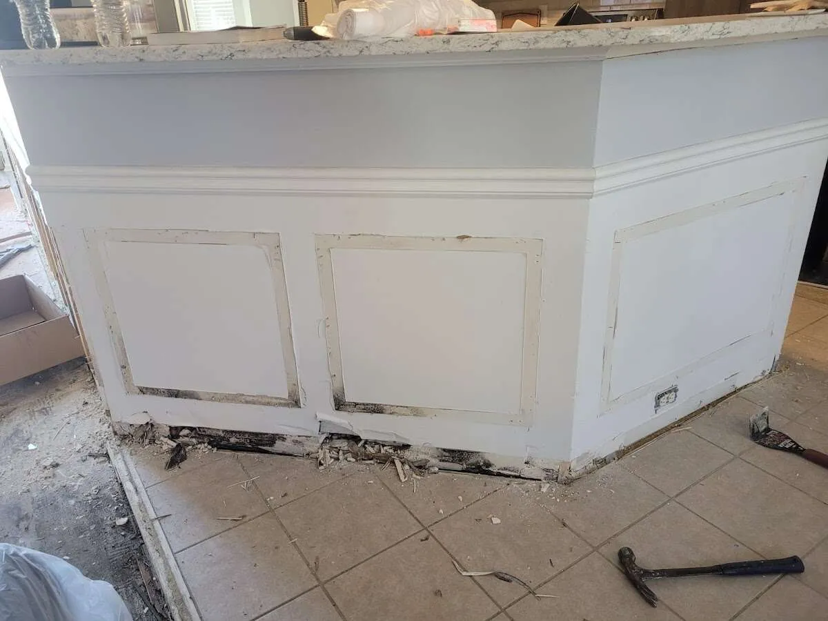 Water damage and mold on kitchen during Storm Damage Restoration in Bithlo